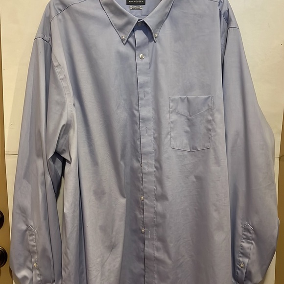Van Heusen Mens 19-neck 3XL XXXL regular fit long sleeve Blue wrinkle Free - Picture 2 of 8